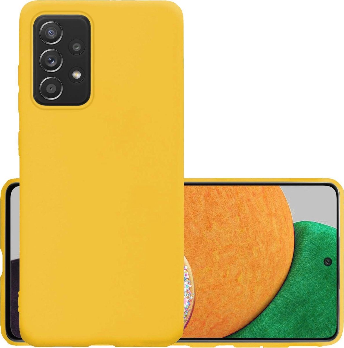 NoXx Hoes Geschikt voor Samsung A52s Hoesje Cover Siliconen Back Case Hoes - Geel