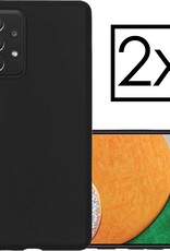NoXx Hoes Geschikt voor Samsung A52s Hoesje Cover Siliconen Back Case Hoes - Zwart - 2x