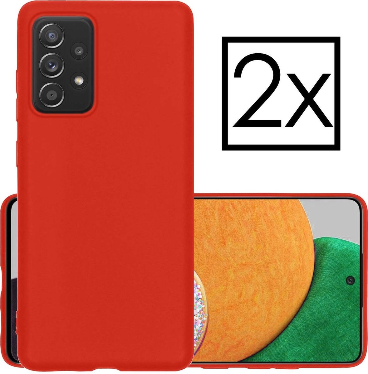 NoXx Hoes Geschikt voor Samsung A52s Hoesje Cover Siliconen Back Case Hoes - Rood - 2x