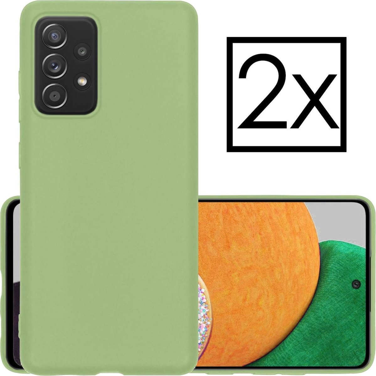 NoXx Hoes Geschikt voor Samsung A52s Hoesje Cover Siliconen Back Case Hoes - Groen - 2x