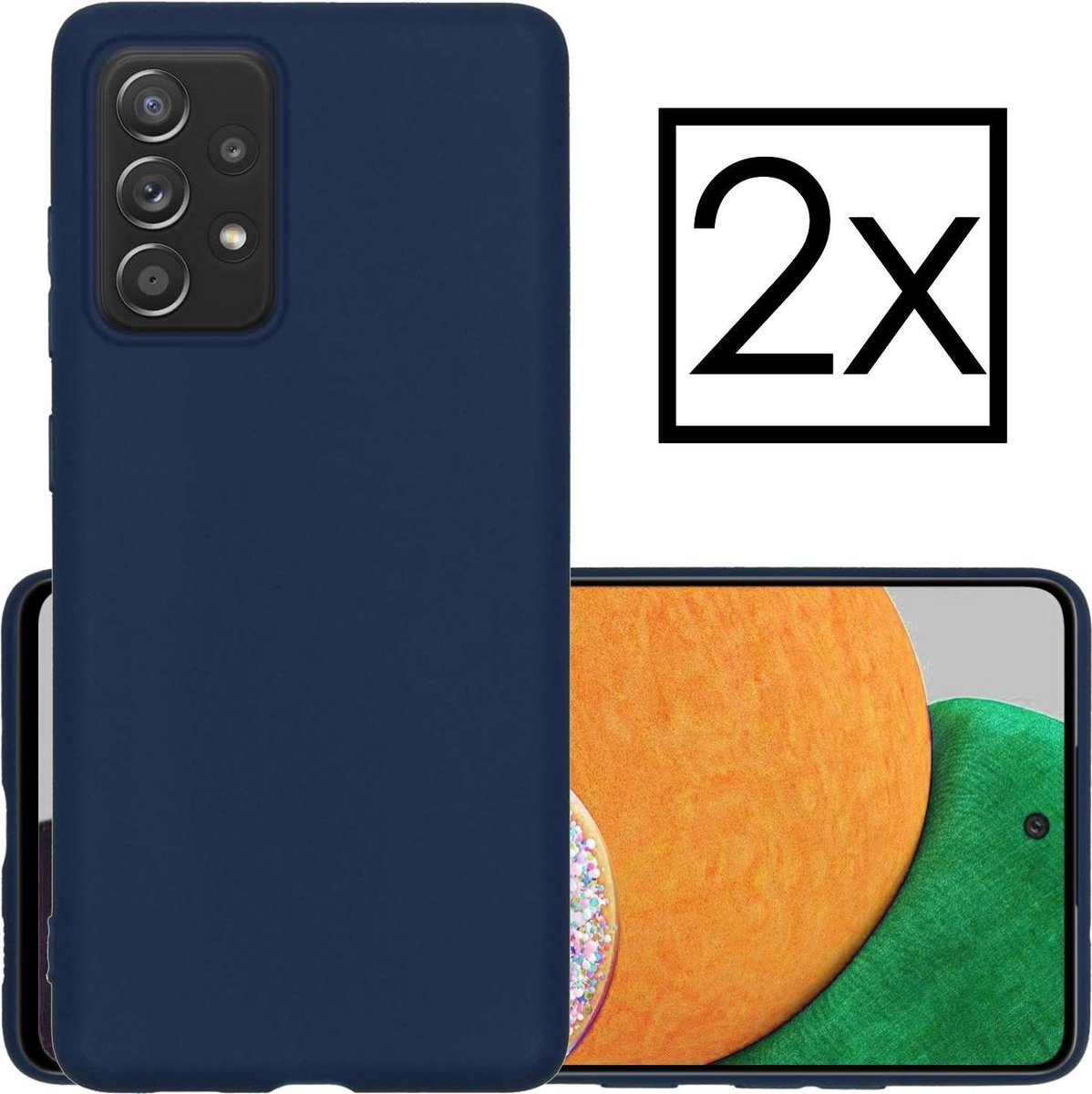 NoXx Hoes Geschikt voor Samsung A52s Hoesje Cover Siliconen Back Case Hoes - Donkerblauw - 2x