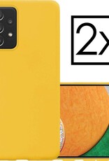 NoXx Hoes Geschikt voor Samsung A52s Hoesje Cover Siliconen Back Case Hoes - Geel - 2x