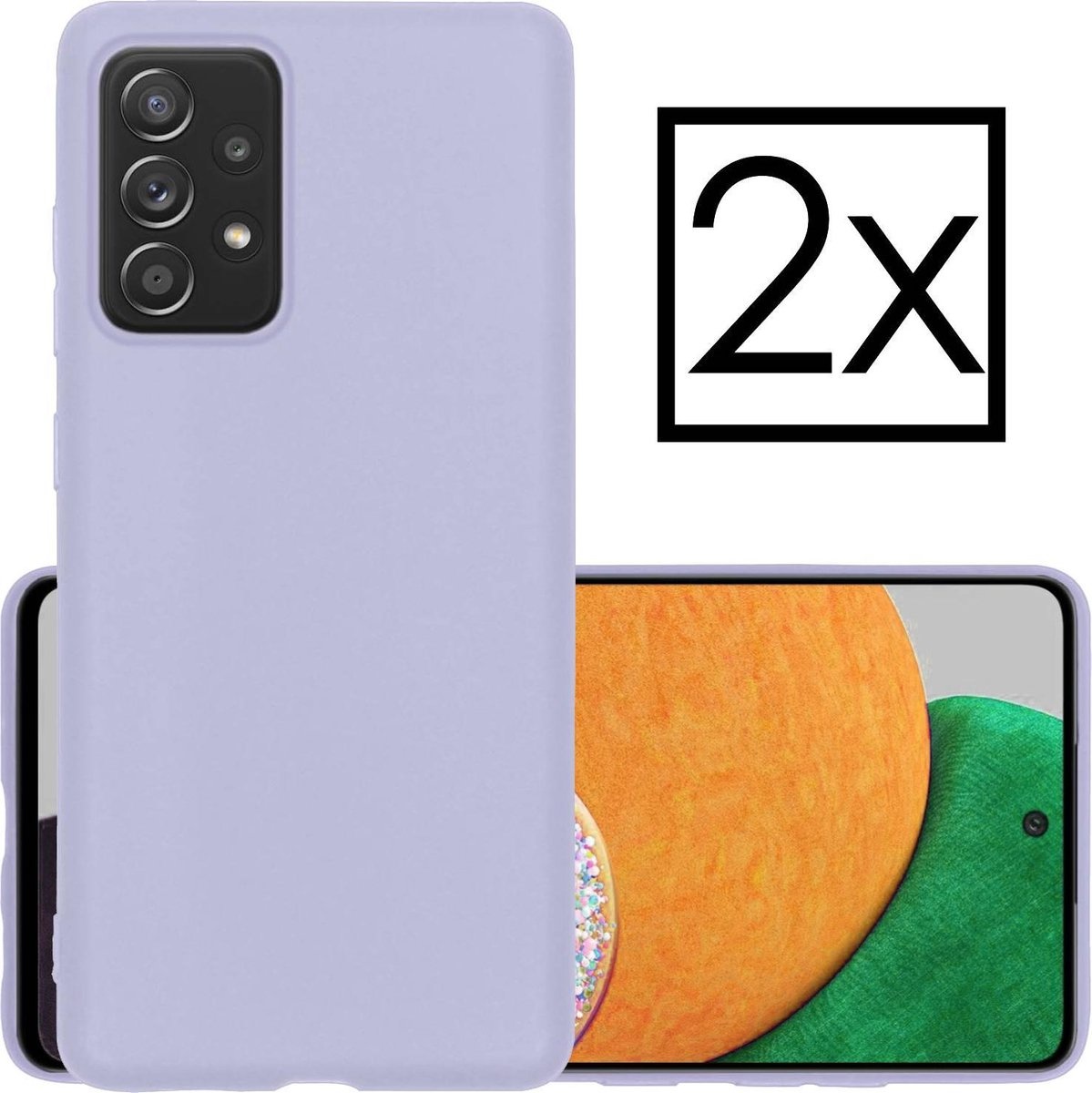NoXx Hoes Geschikt voor Samsung A52s Hoesje Cover Siliconen Back Case Hoes - Lila - 2x
