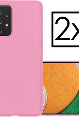 NoXx Hoes Geschikt voor Samsung A52s Hoesje Cover Siliconen Back Case Hoes - Roze - 2x