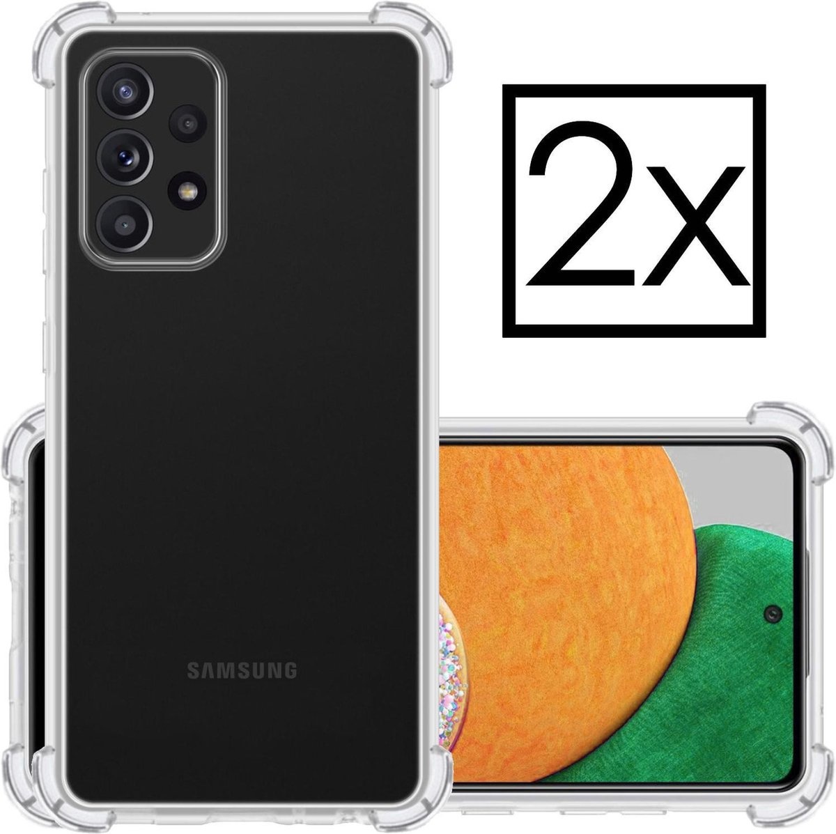 NoXx Hoes Geschikt voor Samsung A52s Hoesje Siliconen Cover Shock Proof Back Case Shockproof Hoes - Transparant - 2x