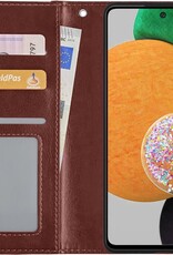 NoXx Hoes Geschikt voor Samsung A52s Hoesje Book Case Hoes Flip Cover Wallet Bookcase - Bruin