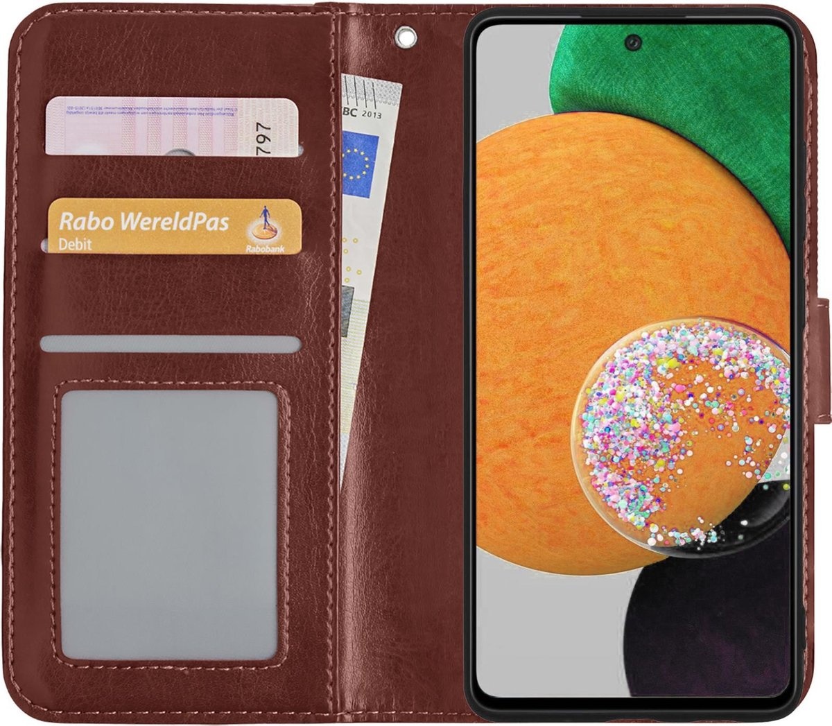 NoXx Hoes Geschikt voor Samsung A52s Hoesje Book Case Hoes Flip Cover Wallet Bookcase - Bruin