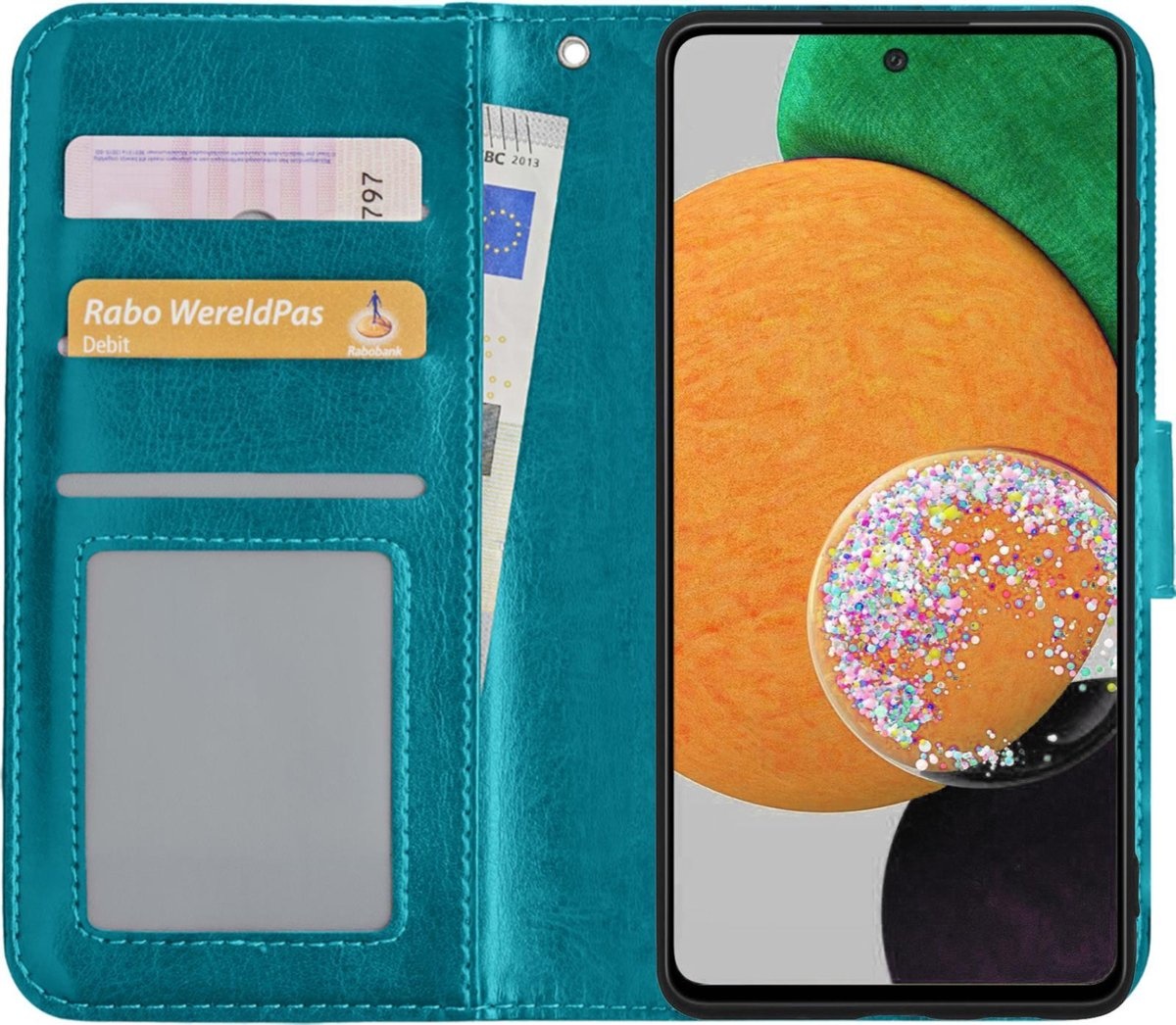 NoXx Hoes Geschikt voor Samsung A52s Hoesje Book Case Hoes Flip Cover Wallet Bookcase - Turquoise