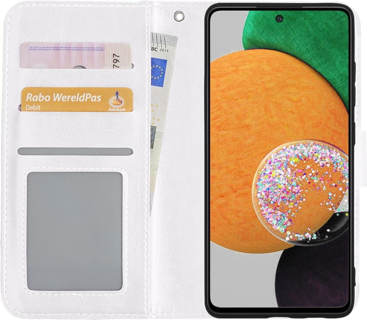 NoXx Hoes Geschikt voor Samsung A52s Hoesje Book Case Hoes Flip Cover Wallet Bookcase - Wit