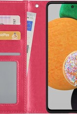 NoXx Hoes Geschikt voor Samsung A52s Hoesje Book Case Hoes Flip Cover Wallet Bookcase - Donkerroze