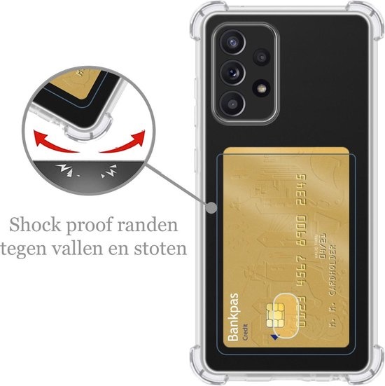 Nomfy Hoesje Geschikt voor Samsung A52s Hoesje Pasjeshouder Shockproof Pas Houder - Hoesje Geschikt voor Samsung Galaxy A52s 5G Hoes Met Kaarthouder - Transparant