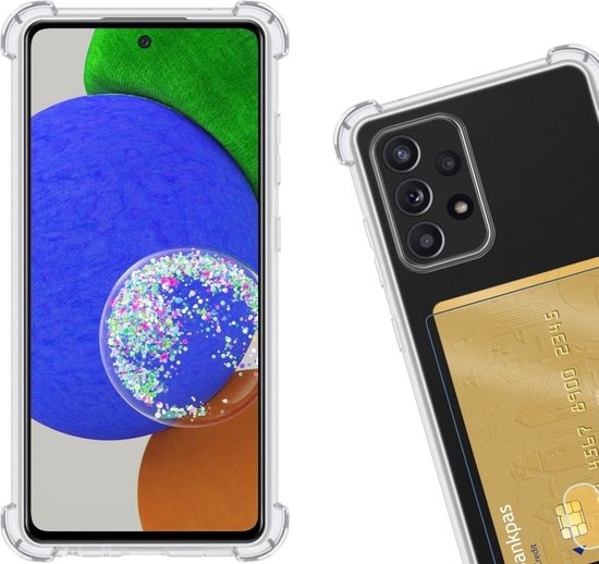 Nomfy Hoesje Geschikt voor Samsung A52s Hoesje Pasjeshouder Shockproof Pas Houder - Hoesje Geschikt voor Samsung Galaxy A52s 5G Hoes Met Kaarthouder - Transparant