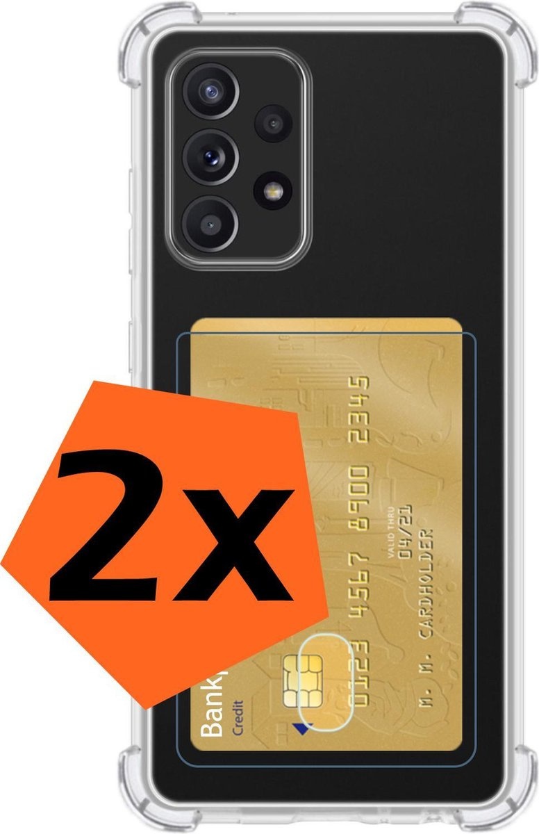 Nomfy Hoesje Geschikt voor Samsung A52s Hoesje Pasjeshouder Shockproof Pas Houder - Hoesje Geschikt voor Samsung Galaxy A52s 5G Hoes Met Kaarthouder - Transparant - 2 PACK