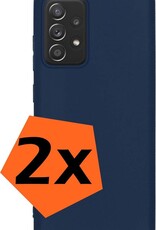 Nomfy Hoesje Geschikt voor Samsung A52s Hoesje Siliconen Cover Case - Hoes Geschikt voor Samsung Galaxy A52s 5G Hoes Back Case - 2-PACK - Donkerblauw