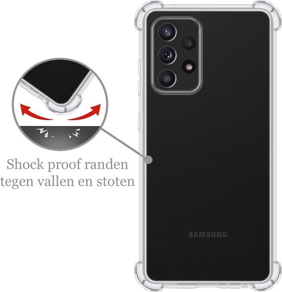 Nomfy Hoesje Geschikt voor Samsung A52s Hoesje Shock Proof Cover Case Shockproof - Hoes Geschikt voor Samsung Galaxy A52s 5G Hoes Siliconen Back Case - Transparant - 2 PACK