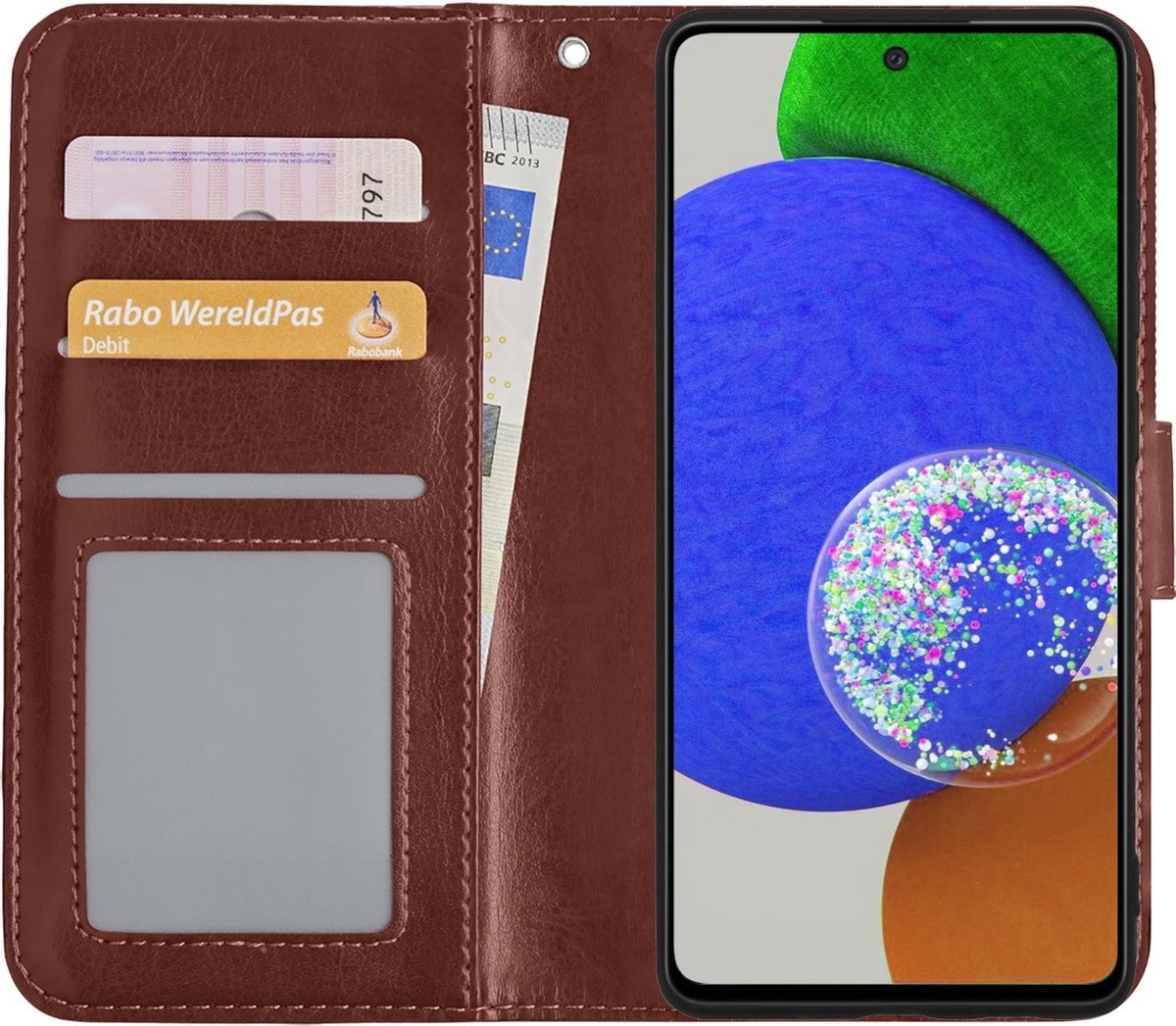 Nomfy Hoesje Geschikt voor Samsung A52s Hoes Bookcase Flipcase Book Cover - Hoes Geschikt voor Samsung Galaxy A52s 5G Hoesje Book Case - Bruin