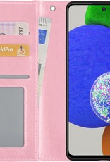 Nomfy Hoesje Geschikt voor Samsung A52s Hoes Bookcase Flipcase Book Cover - Hoes Geschikt voor Samsung Galaxy A52s 5G Hoesje Book Case - Lichtroze