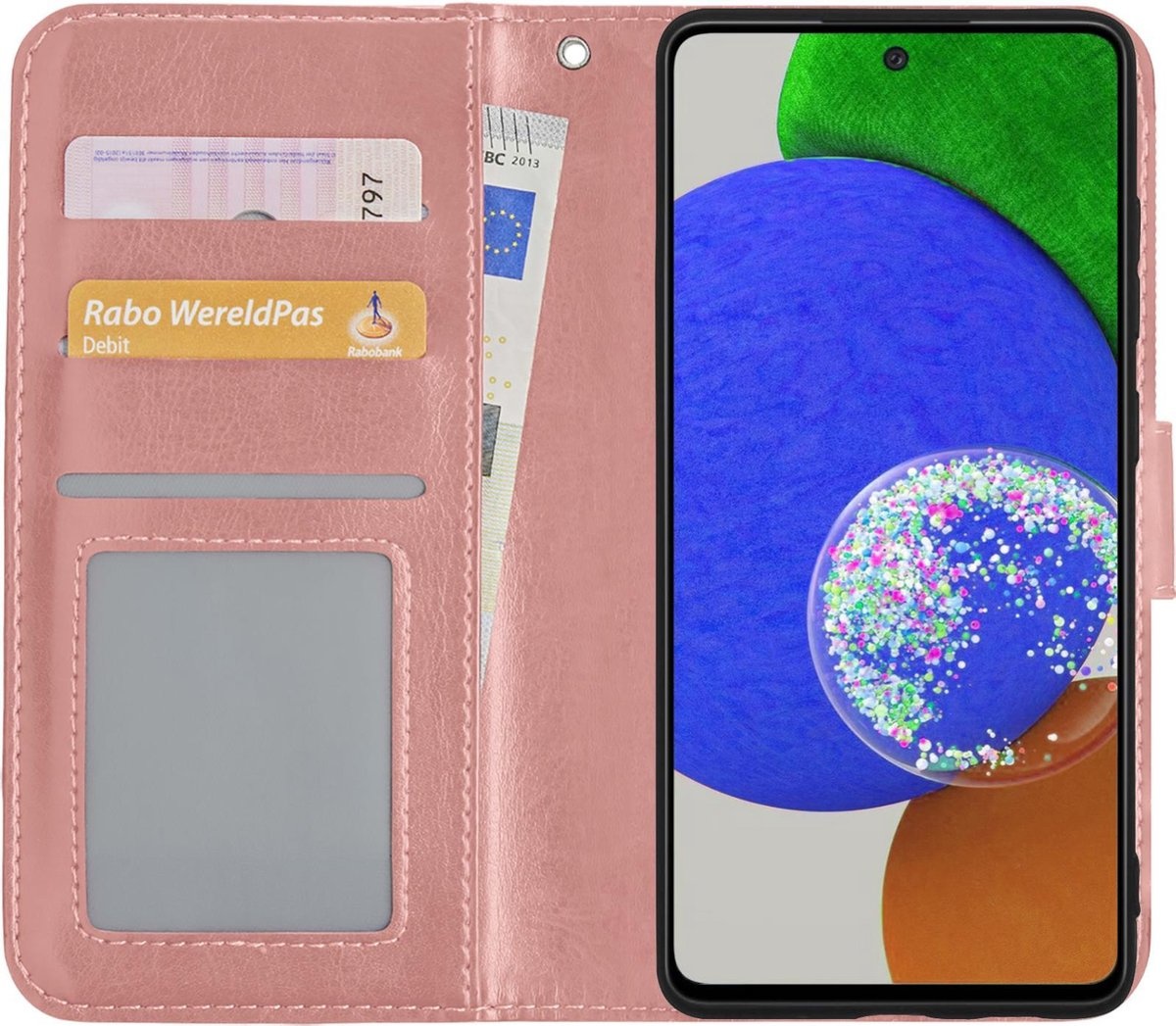 Nomfy Hoesje Geschikt voor Samsung A52s Hoes Bookcase Flipcase Book Cover - Hoes Geschikt voor Samsung Galaxy A52s 5G Hoesje Book Case - Rosé goud