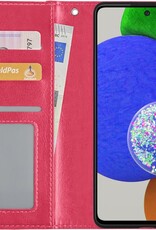 Nomfy Hoesje Geschikt voor Samsung A52s Hoes Bookcase Flipcase Book Cover - Hoes Geschikt voor Samsung Galaxy A52s 5G Hoesje Book Case - Donkerroze