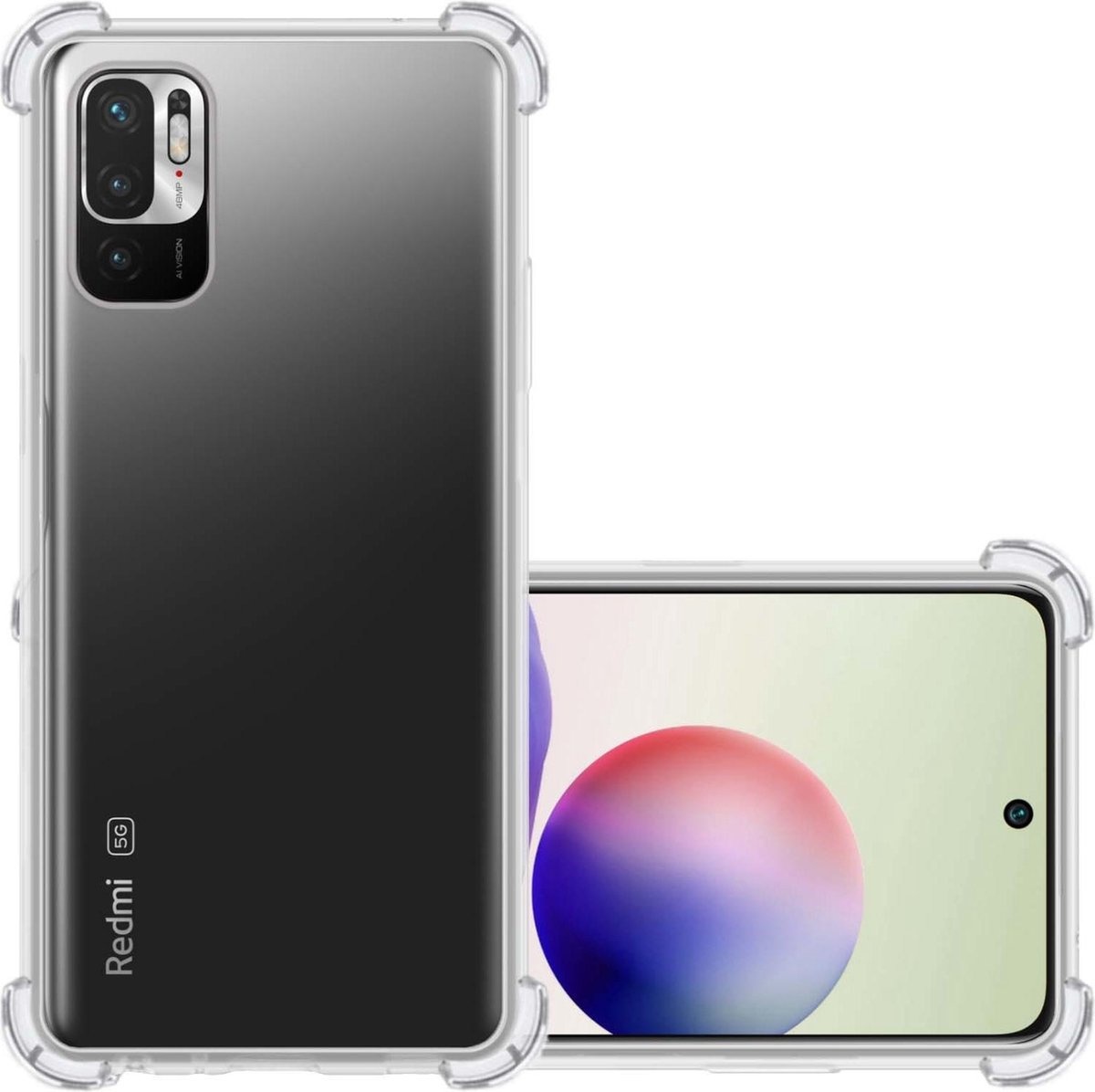 NoXx Hoes Geschikt voor Redmi Note 10 5G Hoesje Siliconen Cover Shock Proof Back Case Shockproof Hoes - Transparant