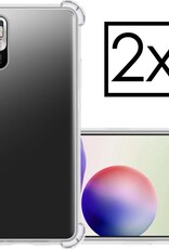 NoXx Hoes Geschikt voor Redmi Note 10 5G Hoesje Siliconen Cover Shock Proof Back Case Shockproof Hoes - Transparant - 2x