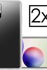 NoXx Hoes Geschikt voor Redmi Note 10 5G Hoesje Cover Siliconen Back Case Hoes - Transparant - 2x