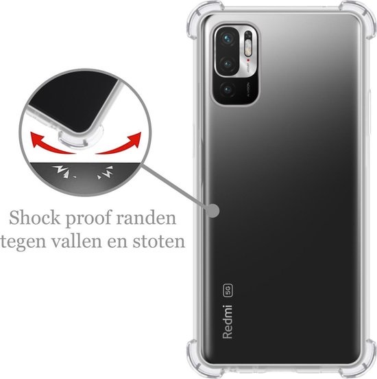 Nomfy Hoesje Geschikt voor Redmi Note 10 5G Hoesje Shock Proof Cover Case Shockproof - Hoes Geschikt voor Redmi Note 10 5G Hoes Siliconen Back Case - Transparant