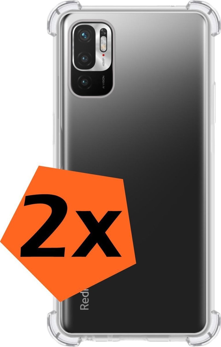 Nomfy Hoesje Geschikt voor Redmi Note 10 5G Hoesje Shock Proof Cover Case Shockproof - Hoes Geschikt voor Redmi Note 10 5G Hoes Siliconen Back Case - Transparant - 2 PACK