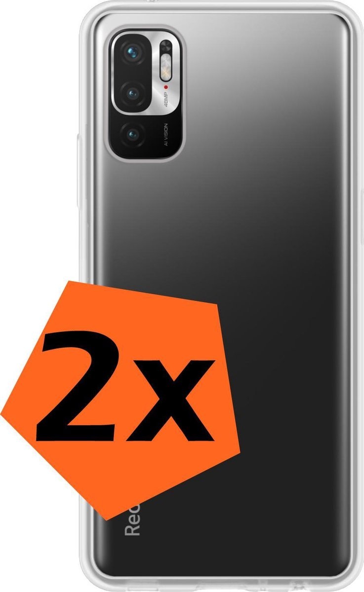 Nomfy Hoesje Geschikt voor Redmi Note 10 5G Hoesje Siliconen Cover Case - Hoes Geschikt voor Redmi Note 10 5G Hoes Back Case - 2-PACK - Transparant