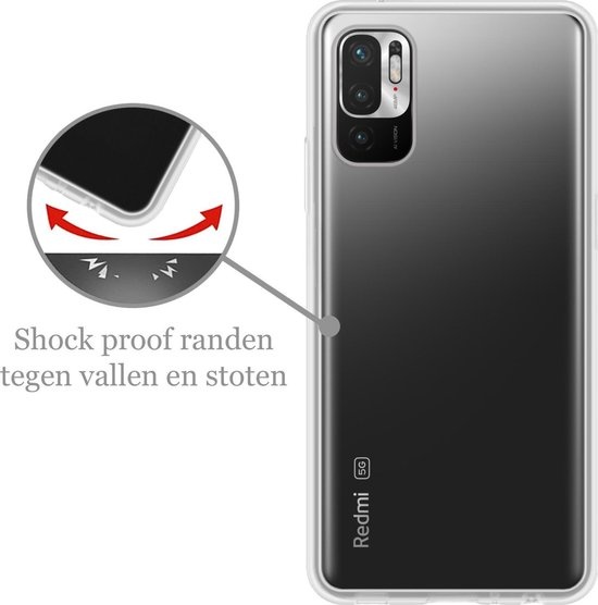 Nomfy Hoesje Geschikt voor Redmi Note 10 5G Hoesje Siliconen Cover Case - Hoes Geschikt voor Redmi Note 10 5G Hoes Back Case - 2-PACK - Transparant