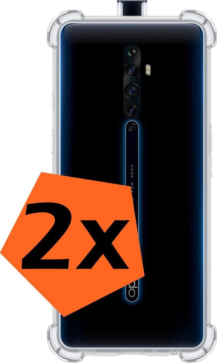 Nomfy Hoesje Geschikt voor OPPO Reno 2 Hoesje Shock Proof Cover Case Shockproof - Hoes Geschikt voor OPPO Reno 2 Hoes Siliconen Back Case - Transparant - 2 PACK