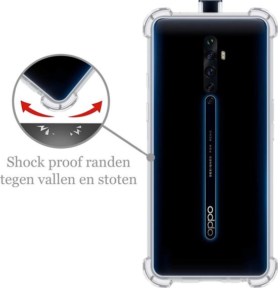 Nomfy Hoesje Geschikt voor OPPO Reno 2 Hoesje Shock Proof Cover Case Shockproof - Hoes Geschikt voor OPPO Reno 2 Hoes Siliconen Back Case - Transparant - 2 PACK