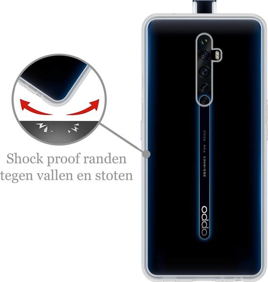 Nomfy Hoesje Geschikt voor OPPO Reno 2 Hoesje Siliconen Cover Case - Hoes Geschikt voor OPPO Reno 2 Hoes Back Case - 2-PACK - Transparant
