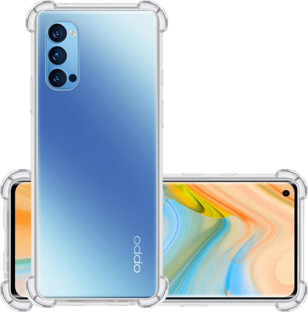 NoXx Hoes Geschikt voor OPPO Reno 4 Pro 5G Hoesje Siliconen Cover Shock Proof Back Case Shockproof Hoes - Transparant