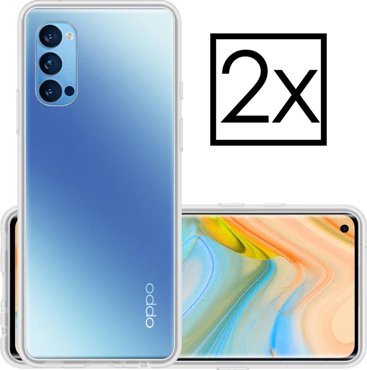 NoXx Hoes Geschikt voor OPPO Reno 4 Pro 5G Hoesje Cover Siliconen Back Case Hoes - Transparant - 2x
