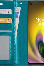 NoXx Hoes Geschikt voor OnePlus Nord 2 Hoesje Book Case Hoes Flip Cover Wallet Bookcase - Turquoise