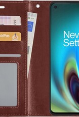 Nomfy Hoesje Geschikt voor OnePlus Nord 2 Hoes Bookcase Flipcase Book Cover - Hoes Geschikt voor OnePlus Nord 2 Hoesje Book Case - Bruin