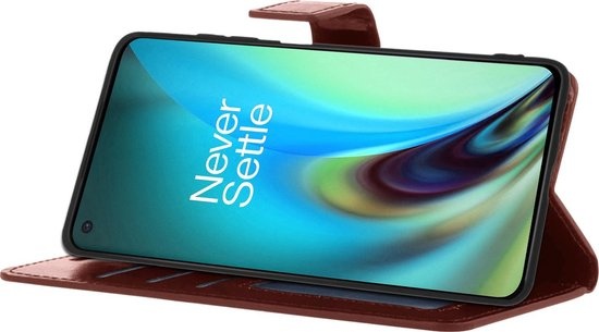 Nomfy Hoesje Geschikt voor OnePlus Nord 2 Hoes Bookcase Flipcase Book Cover - Hoes Geschikt voor OnePlus Nord 2 Hoesje Book Case - Bruin