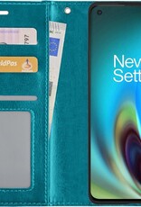 Nomfy Hoesje Geschikt voor OnePlus Nord 2 Hoes Bookcase Flipcase Book Cover - Hoes Geschikt voor OnePlus Nord 2 Hoesje Book Case - Turquoise