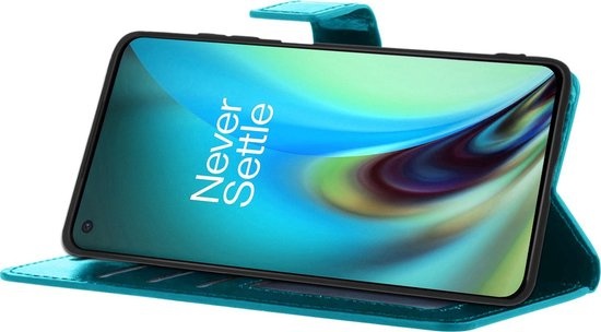 Nomfy Hoesje Geschikt voor OnePlus Nord 2 Hoes Bookcase Flipcase Book Cover - Hoes Geschikt voor OnePlus Nord 2 Hoesje Book Case - Turquoise