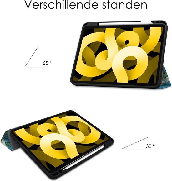 NoXx Hoesje Geschikt voor iPad Air 2020 Hoesje Case Hard Cover Hoes Book Case Met Uitsparing Geschikt voor Apple Pencil - Bloesem