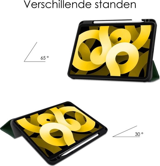 NoXx Hoesje Geschikt voor iPad Air 2020 Hoesje Case Hard Cover Hoes Book Case Met Uitsparing Geschikt voor Apple Pencil - Donkergroen