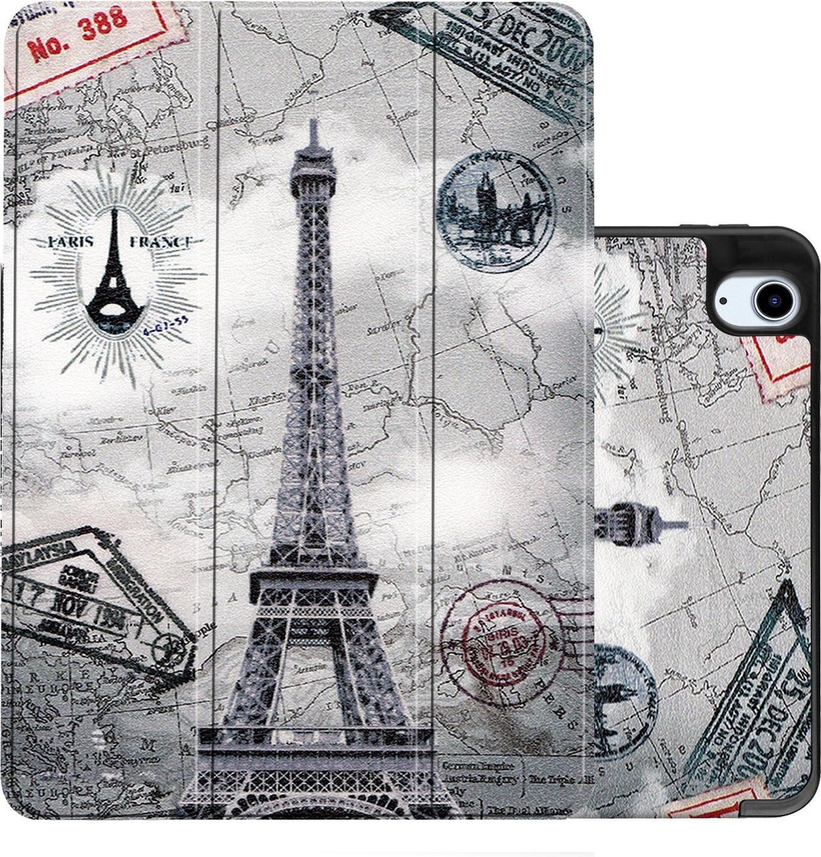 NoXx Hoesje Geschikt voor iPad Air 2020 Hoesje Case Hard Cover Hoes Book Case Met Uitsparing Geschikt voor Apple Pencil - Eiffeltoren