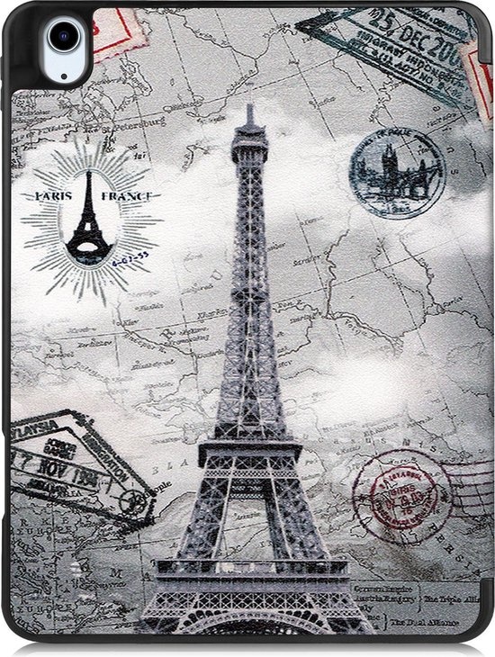 NoXx Hoesje Geschikt voor iPad Air 2020 Hoesje Case Hard Cover Hoes Book Case Met Uitsparing Geschikt voor Apple Pencil - Eiffeltoren