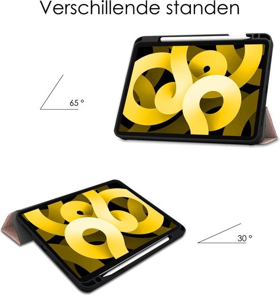 NoXx Hoesje Geschikt voor iPad Air 2020 Hoesje Case Hard Cover Hoes Book Case Met Uitsparing Geschikt voor Apple Pencil - Rosé goud