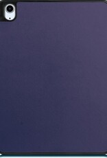 Nomfy Hoes Geschikt voor iPad Air 2020 Hoes Tri-fold Tablet Hoesje Case Met Uitsparing Geschikt voor Apple Pencil - Hoesje Geschikt voor iPad Air 4 2020 Hoesje Hardcover Bookcase - Donkerblauw