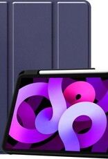 Nomfy Hoes Geschikt voor iPad Air 2020 Hoes Tri-fold Tablet Hoesje Case Met Uitsparing Geschikt voor Apple Pencil - Hoesje Geschikt voor iPad Air 4 2020 Hoesje Hardcover Bookcase - Donkerblauw