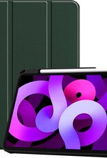 Nomfy Hoes Geschikt voor iPad Air 2020 Hoes Tri-fold Tablet Hoesje Case Met Uitsparing Geschikt voor Apple Pencil - Hoesje Geschikt voor iPad Air 4 2020 Hoesje Hardcover Bookcase - Donkergroen