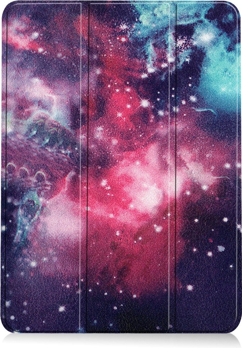 Nomfy Hoes Geschikt voor iPad Air 2020 Hoes Tri-fold Tablet Hoesje Case Met Uitsparing Geschikt voor Apple Pencil - Hoesje Geschikt voor iPad Air 4 2020 Hoesje Hardcover Bookcase - Galaxy