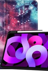 Nomfy Hoes Geschikt voor iPad Air 2020 Hoes Tri-fold Tablet Hoesje Case Met Uitsparing Geschikt voor Apple Pencil - Hoesje Geschikt voor iPad Air 4 2020 Hoesje Hardcover Bookcase - Galaxy